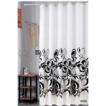 וילון אמבטיה איכותי דגם פרח שחור