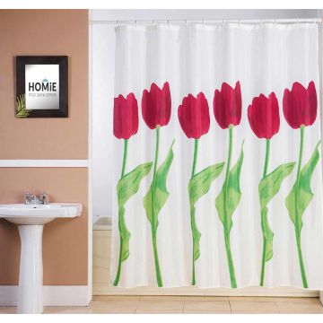 וילון אמבטיה איכותי דגם פרחים