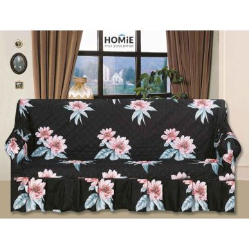 כיסוי סלון שחור פרחוני מעויינים 1+2+3 יוקרתי עשוי בד ריפוד איכותי. הכיסוי בסגנון המודרני קלאסי מתאים לספות סטנדרטיות ומגיע בקונסטלציית פרחים צבעוניים מרשימה, מעויינים מגניבים בתוספת וולן אלגנטי נשפך. 