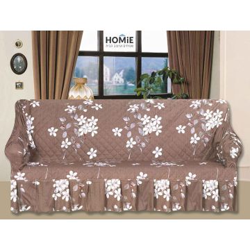 כיסוי סלון חום בד מרופד פרחוני מעויינים דגם אלסנדרה