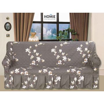 כיסוי סלון אפור פרחוני מעויינים 1+2+3 יוקרתי עשוי בד ריפוד איכותי. הכיסוי בסגנון המודרני קלאסי מתאים לספות סטנדרטיות ומגיע בקונסטלציית פרחים מרשימה, מעויינים מגניבים + וולן אלגנטי נשפך. 