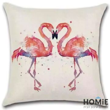 כרית נוי פלמינגואים מאוהבים – כרית דקורטיבית לסלון ולחדר שינה