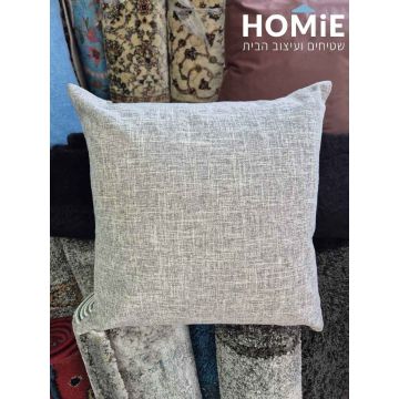 "כרית נוי חלקה בצבע אבן בהיר, מבד דמוי פשתן, בגודל 45x45 או 60x60, מושלמת לסלון ולחללי הבית