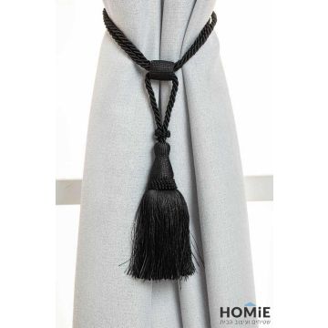 פורטיירה קושרה (חבק) צמה לוילון בצבע שחור דגם אוגוסטה 06