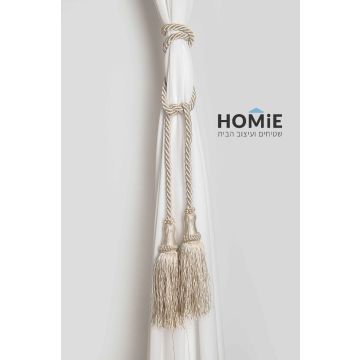 פורטיירה קושרה (חבק) צמה לוילון בצבע קרם דגם איזבל 03. 