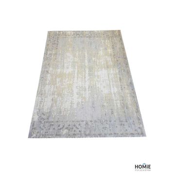 שטיח וינטג' אבסטרקטי כותנה ויסקוזה איכותי לסלון, לחדר שינה, למטבח ושאר חלל הבית בצבע חרדל דגם ג'סטין 05. 