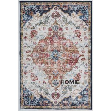 שטיח וינטג' קלאסי מודרני אנטוניו 05 במלבן בצבעים פרחוניים מוצג בשלמותו