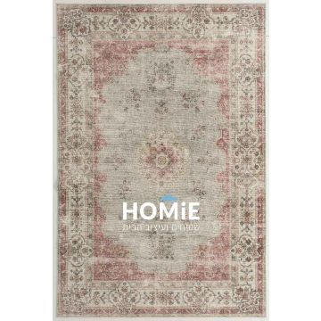 שטיח וינטג' קלאסי דגם ארתור 09 בגווני ורוד עתיק ובז' – תצוגה מלאה 