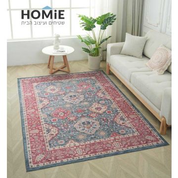 שטיח וינטג' קלאסי לסלון דגם אביניון במלואו ליד ספה על רצפת פרקט