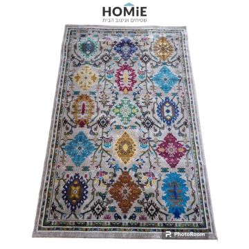 שטיח וינטג' קלאסי מודרני צבעוני פרחוני מדליונים דגם סוהו 01. השטיח המיוחד והיוקרתי יתאים לסלון ושאר חלל הבית. 
