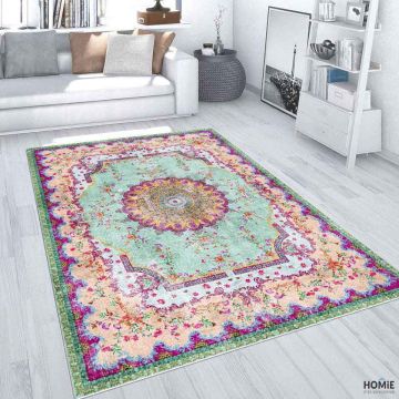 שטיח כותנה וינטג' מדליון פרחוני מולטי צבעוני דגם לטיסיה 2779 לסלון, חדר שינה, מסדרון, אמבטיה, פינת אוכל, מטבח ומשרד. 