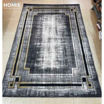 שטיח וינטג' גיאומטרי אבסטרקטי מודרני קלאסי מסגרות שיש אפור שחור זהב דגם סמואל 01. השטיח היוקרתי המשופשף מתאים לסלון, חלל הכניסה לבית, חדר שינה, חדר ילדים, מסדרון, חדר אורחים, חדר משחקים, פינת ישיבה, פינת אוכל, חדר עבודה ומשרד.