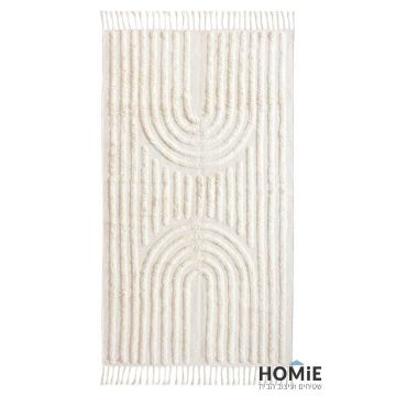 שטיח וינטג' גיאומטרי מודרני כותנה שמנת דגם לואיזה 01. השטיח היוקרתי בסגנון הכפרי משתלב בצורה אידיאלית בסלון, חדר שינה, חדר ילדים, מסדרון, אמבטיה, חדר אורחים, חדר משחקים, פינת ישיבה, פינת אוכל, מטבח, חדר עבודה ומשרד.