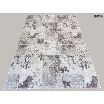 שטיח וינטג' טלאים גיאומטרי מודרני יוקרתי לסלון, לחדר שינה, למטבח ושאר חלל הבית דגם זאוס 58Q בצבע חום בז'. 