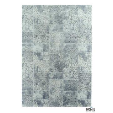 שטיח ויסקוזה וינטג' טלאים גיאומטרי יוקרתי אפור דגם 58B לסלון, חדר שינה, מטבח ושאר הבית. 