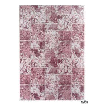 שטיח וינטג' טלאים גיאומטרי יוקרתי לסלון, לחדר שינה, לחדר ילדים, למטבח ושאר חלל הבית דגם זאוס 58C בצבע ורוד-סגול. 