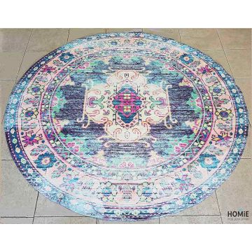 שטיח עגול וינטג' צבעוני מסוגנן איכותי לסלון, לחדר שינה, למטבח ושאר חלל הבית דגם סטפני 1473/02-1