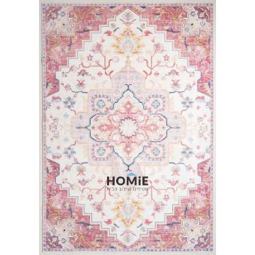 שטיח וינטג' קלאסי מודרני מדליון ורוד דגם אנטוניו 10. תצוגה מלאה של השטיח