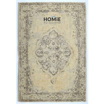 שטיח וינטג' כותנה מדליון משופשף דהוי חרדל דגם מונקו. שטיח השניל מתאים לסלון, חדר שינה, חדר ילדים, מסדרון, אמבטיה, חדר אורחים, חדר משחקים, מטבח, פינת אוכל, פינת ישיבה, חדר עבודה ומשרד.