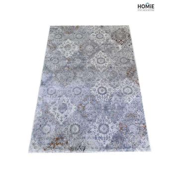 שטיח וינטג' מדליונים מודרני יוקרתי דגם קטרינה 21B בצבע אפור, כתום, כחול ובורדו לסלון, לחדר שינה, לחדר ילדים, למסדרון, למטבח, לפינת אוכל, לחדר עבודה ולמשרד. 