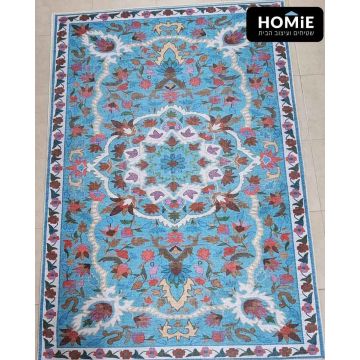 שטיח וינטג' סמרקנד טורקיז כותנה מודרני איכותי דגם סטפני S2 לסלון, לחדר שינה, לחדר ילדים, לאמבטיה, למסדרון, למטבח ולמשרד.