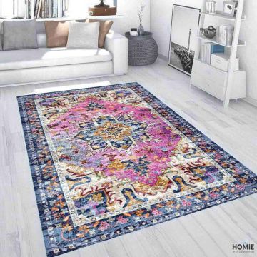 שטיח כותנה וינטג' מדליון מולטי צבעוני דגם לטיסיה 2175 לסלון, חדר שינה, מסדרון, אמבטיה, פינת אוכל, מטבח ומשרד. 