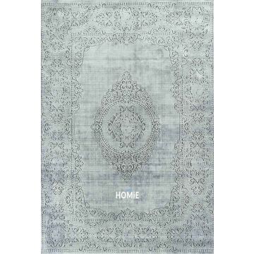 שטיח וינטג' מדליון יוקרתי לסלון, לחדר שינה, למטבח ושאר חלל הבית דגם זאוס 46B בצבע אפור.