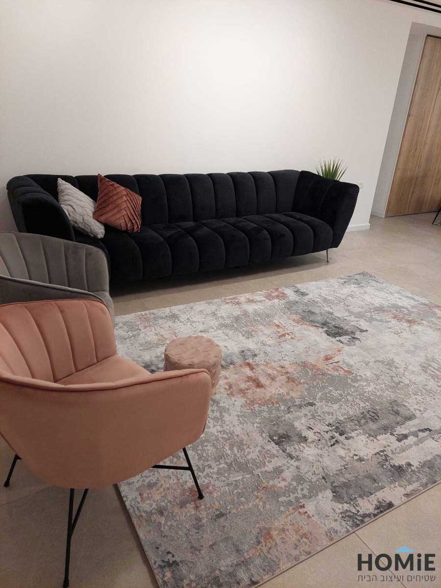 שטיח סלון מודרני ויסקוזה אבסטרקטי אפור ורוד