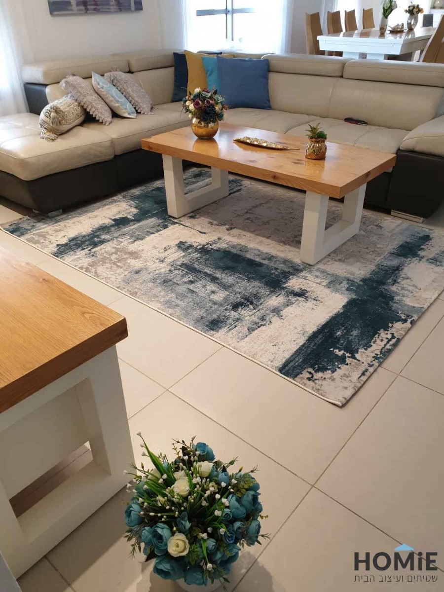 שטיח סלון מודרני אבסטרקטי כחול תכלת