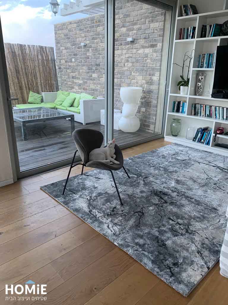 שטיח סלון אבסטרקטי ויסקוזה יוקרתי אפור שחור