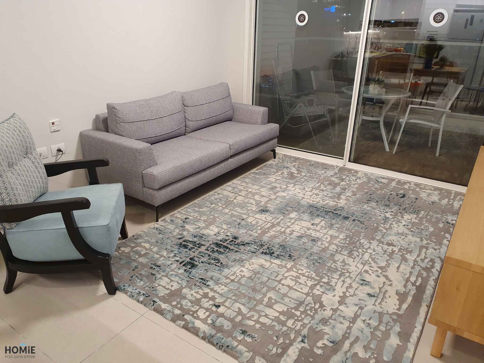 שטיח לסלון טורקיז אבסטרקטי