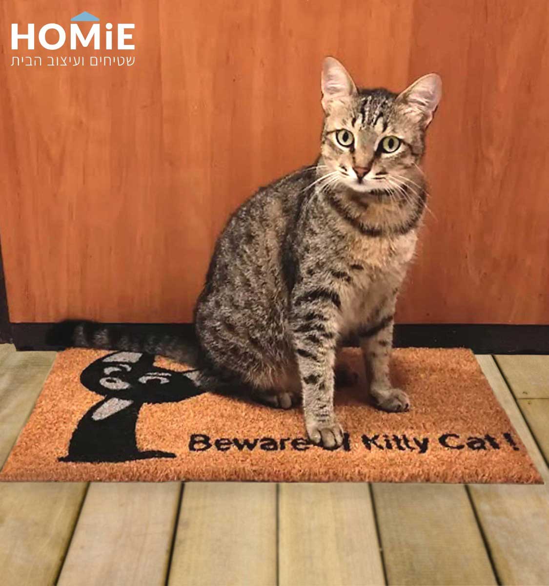 שטיח כניסה סף חתול שחור קוקוס טבעי