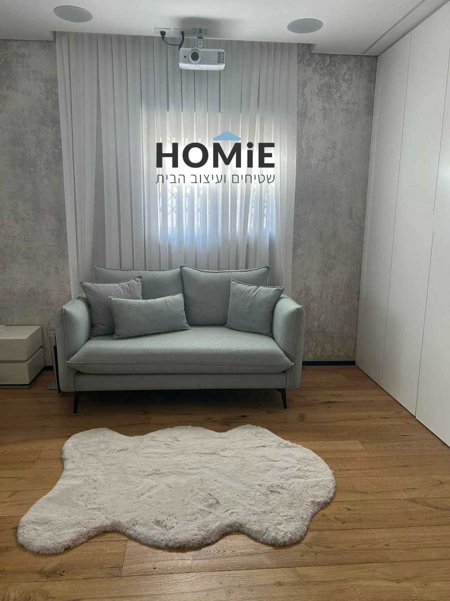 שטיח פרווה כפרי מודרני אסימטרי שמנת לסלון