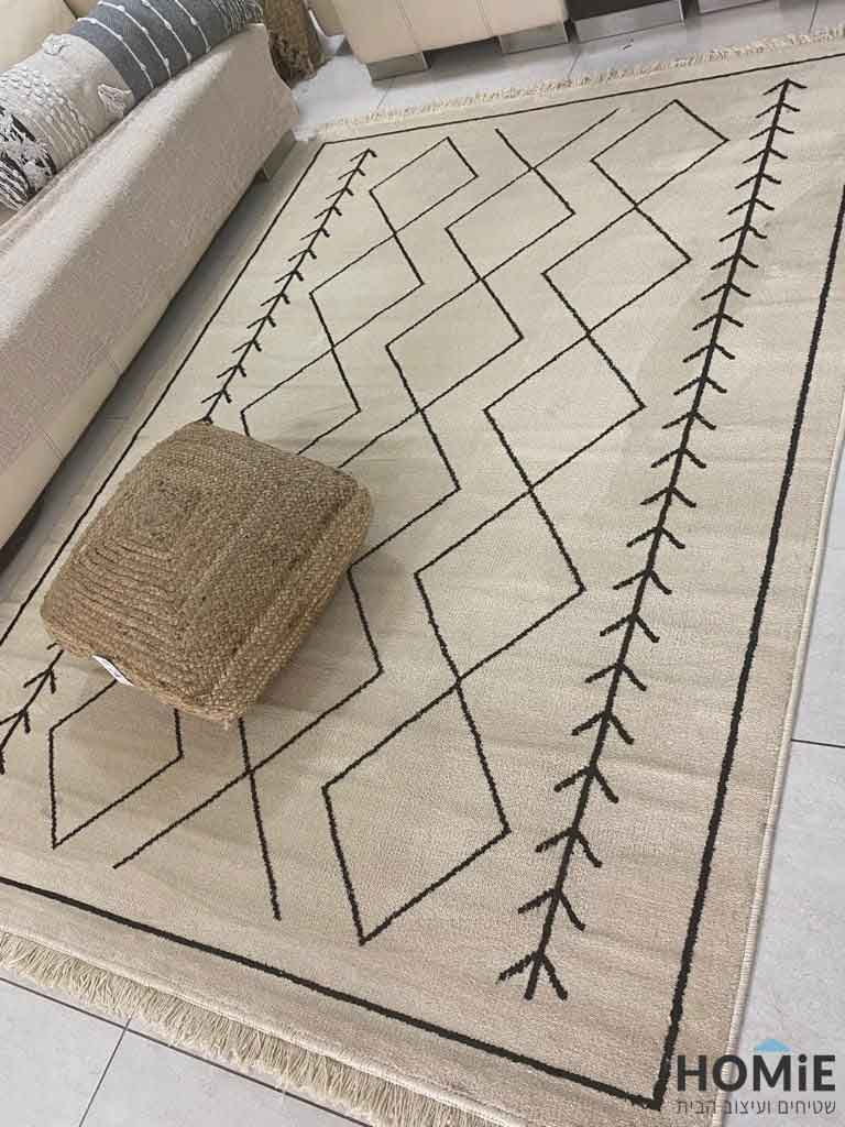 שטיח גיאומטרי מודרני שבטי לסלון מעויינים וחיצים דגם ונקובר