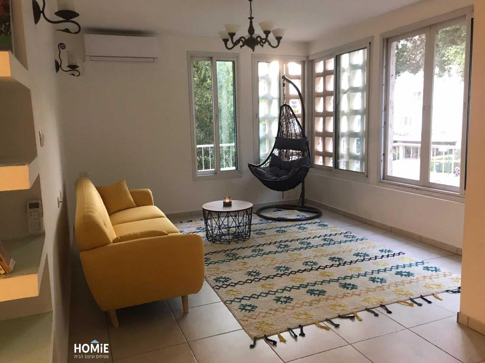 שטיח כותנה גיאומטרי עבודת יד לסלון דגם מיאנמר עשוי 100% כותנה