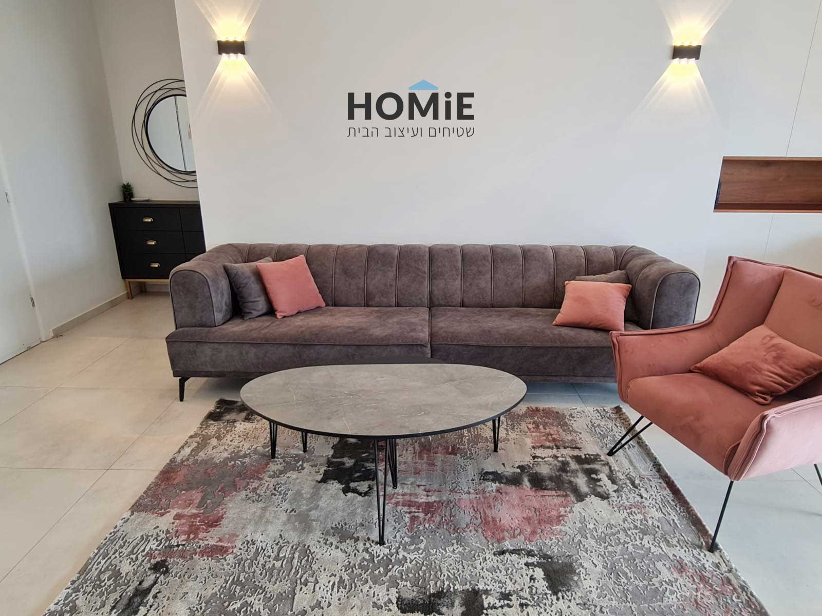 שטיח לסלון אפור ורוד ויסקוזה אבסטרקטי מודרני