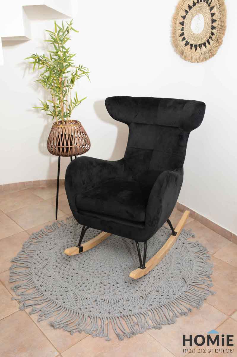 שטיח עגול כפרי מקרמה עבודת יד עשוי 100% כותנה לסלון
