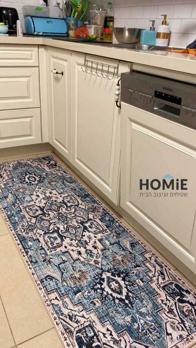 שטיח גומי למטבח וינטג' טורקיז