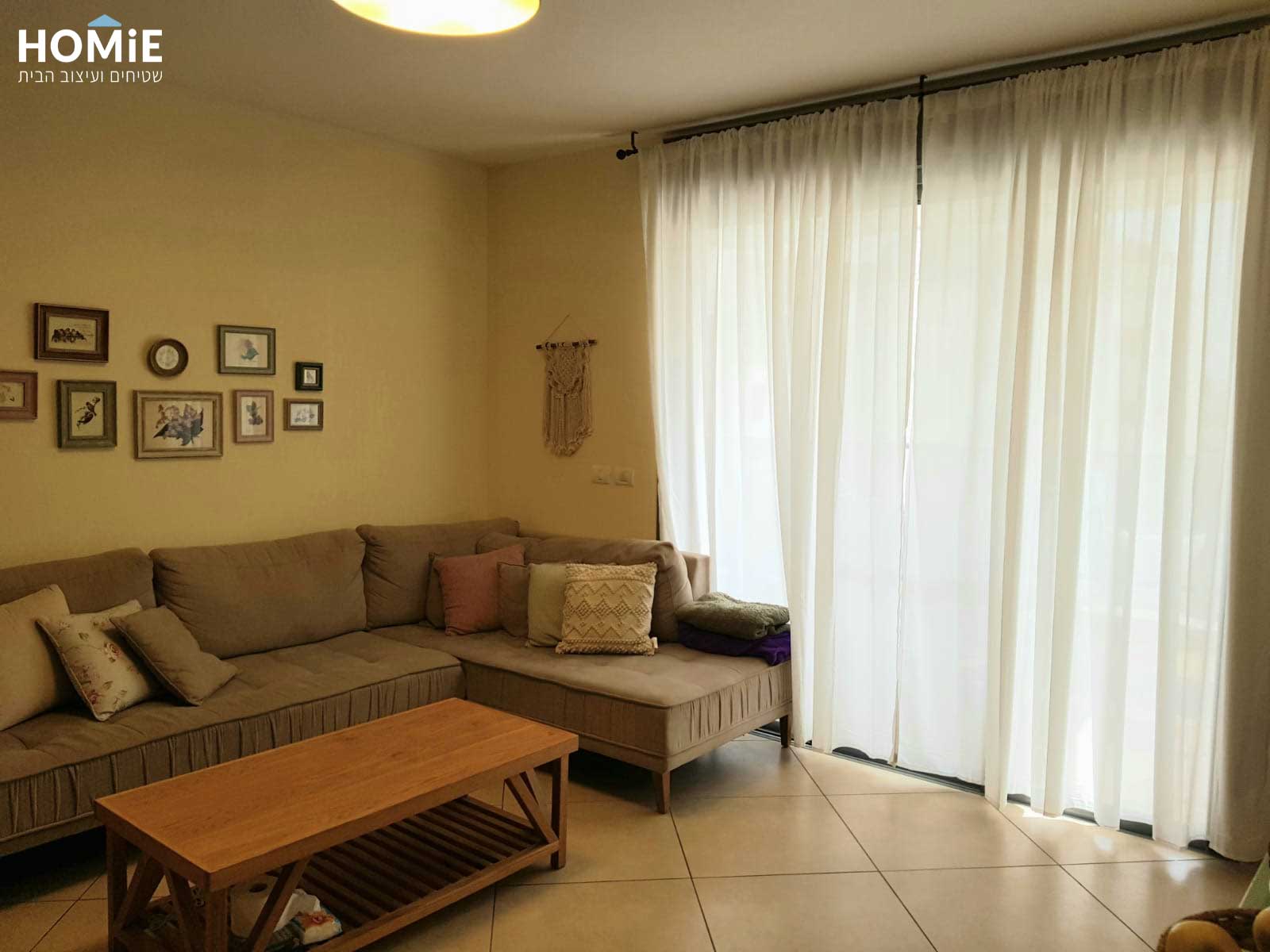 וילון קרפ השחלה כפרי חצי שקוף לסלון ושאר חלל הבית