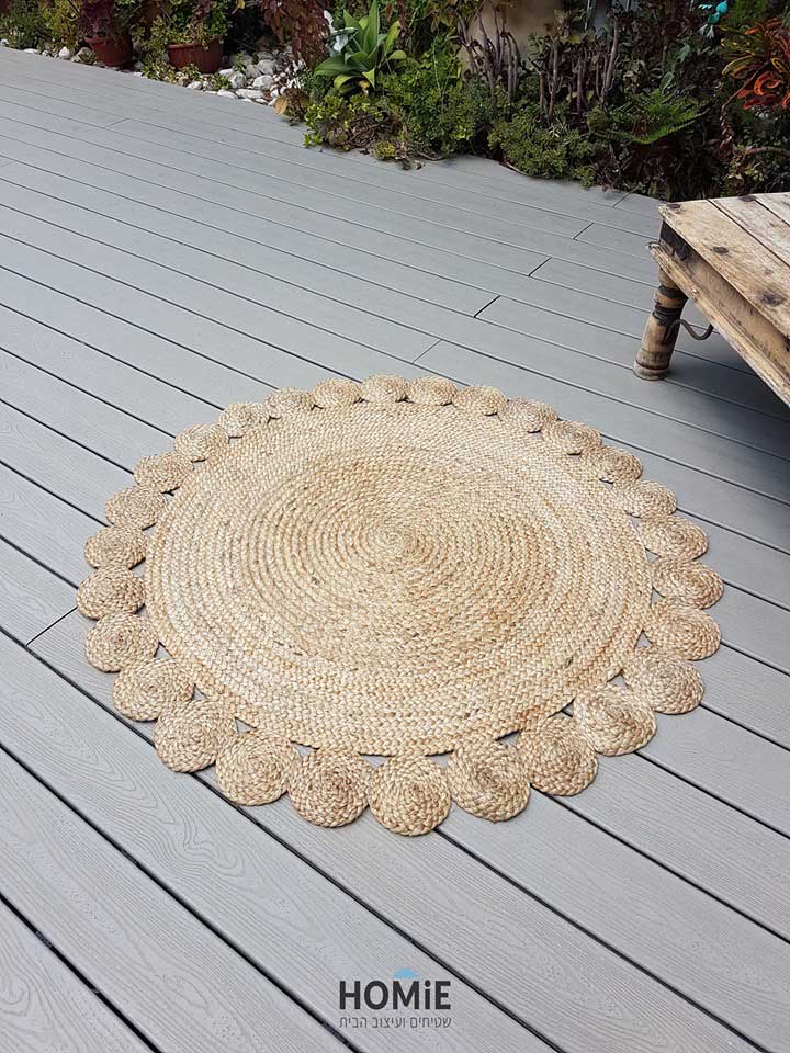שטיח חבל טבעי עגול עבודת יד דקורטיבי דגם סאו פאולו