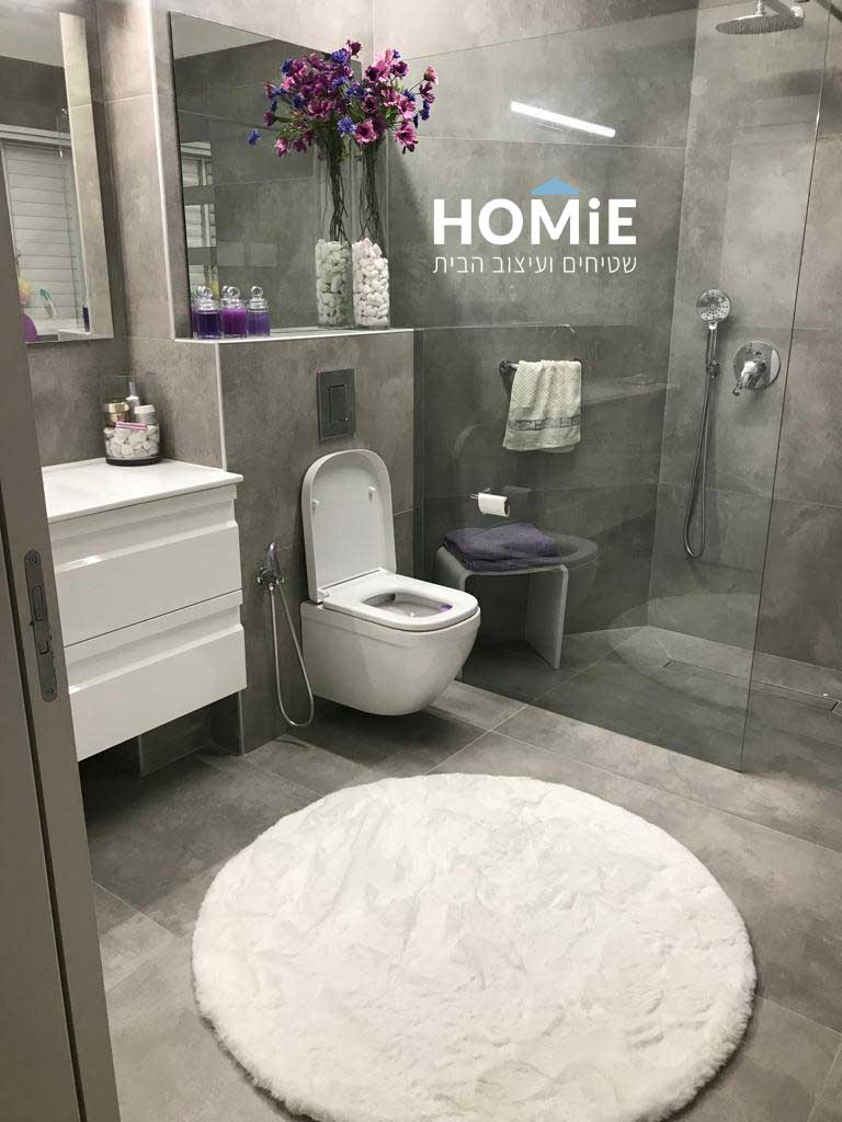 שטיח פרווה עגול לבן מודרני חדר אמבטיה