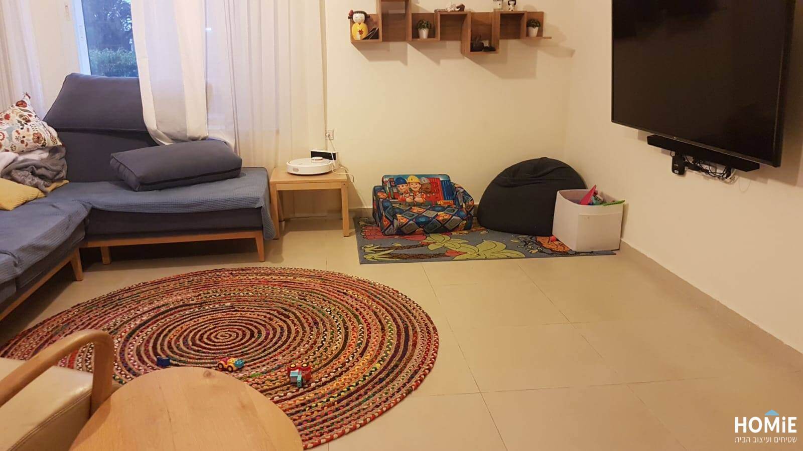 שטיח חבל עגול צבעוני עבודת יד