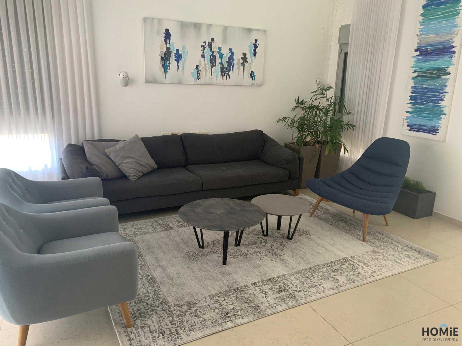 שטיח לסלון אפור וינטג' מדליון